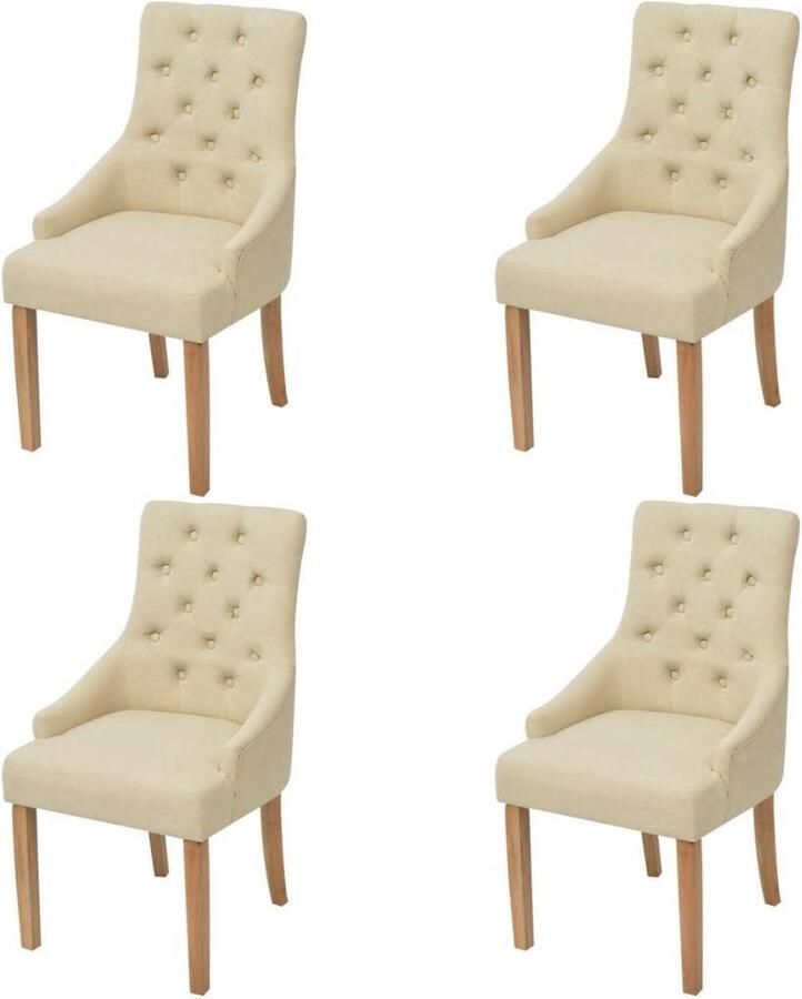 Vida XL vidaXL Eetkamerstoelen 4 st stof crÃ¨mekleurig-VXL-244088 - Foto 6
