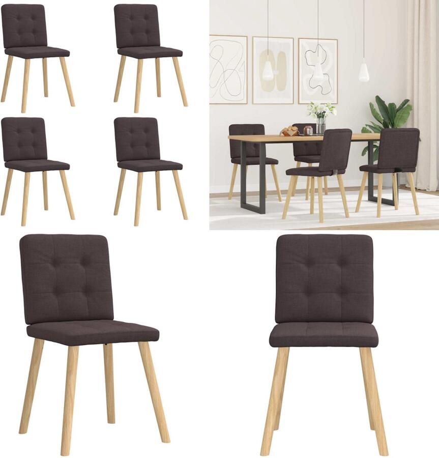 VidaXL Eetkamerstoelen 4 st stof donkerbruin Eetkamerstoel Eetkamerstoelen Dinerstoel Stoel