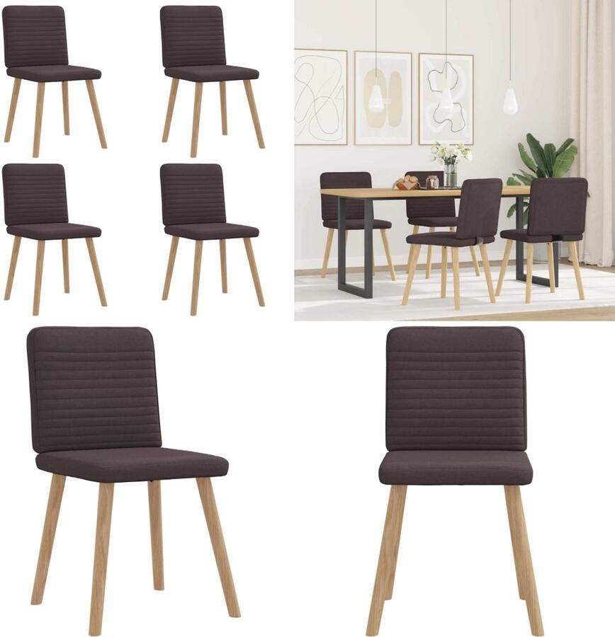 VidaXL Eetkamerstoelen 4 st stof donkerbruin Eetkamerstoel Eetkamerstoelen Dinerstoel Stoel