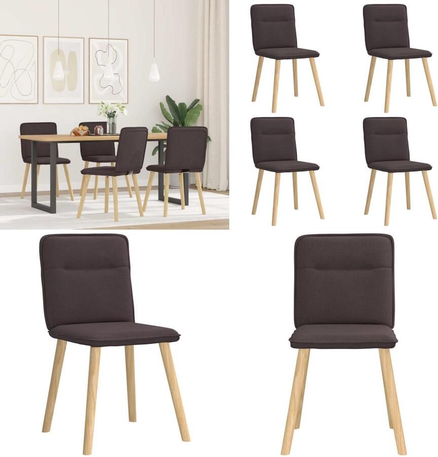 VidaXL Eetkamerstoelen 4 st stof donkerbruin Eetkamerstoel Eetkamerstoelen Dinerstoel Stoel