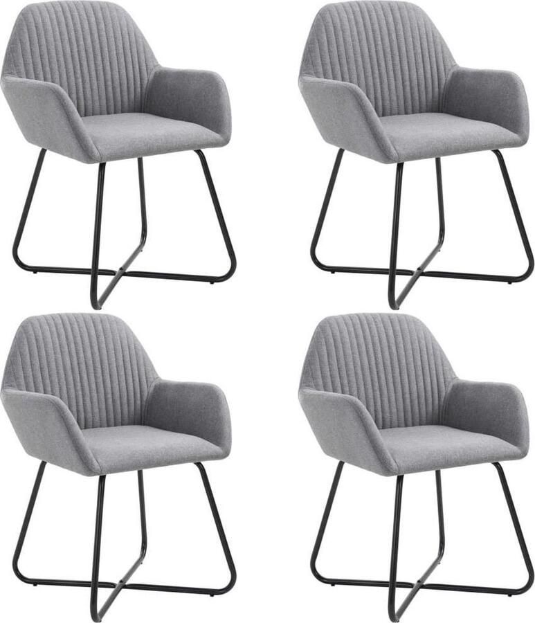 VidaXL -Eetkamerstoelen-4-st-stof-lichtgrijs - Foto 2