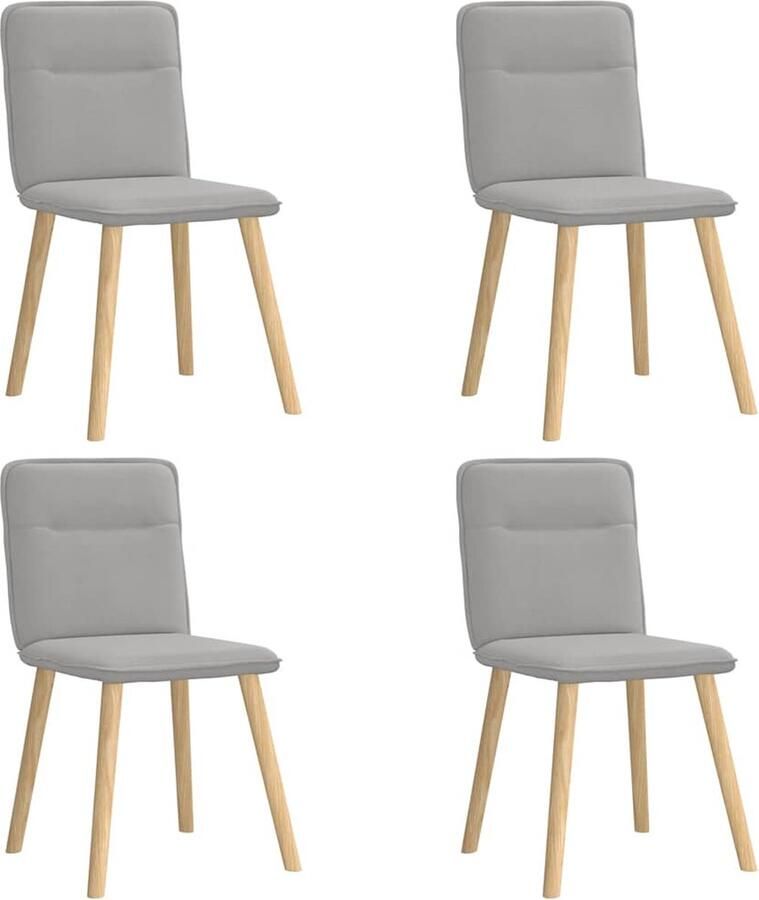 The Living Store Eetkamerstoelen 4 st stof wolk grijs Eettafelstoel Eetkamerstoel Lounge Stoel Velours Stoel Grijs Meubilair - Foto 2