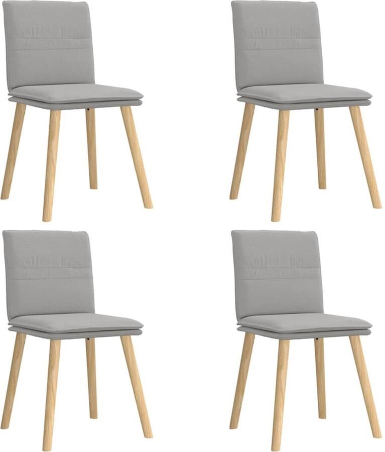 VidaXL Eetkamerstoelen 4 stuks Stof Wolk Grijs Eetzit Eetkamerstoel Dining Chair Comfortabele Stoel Modern Meubilair