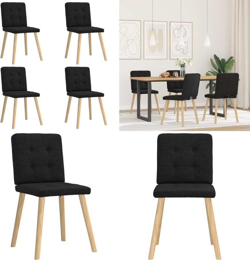VidaXL Eetkamerstoelen 4 st stof zwart Eetkamerstoel Eetkamerstoelen Dinerstoel Stoel