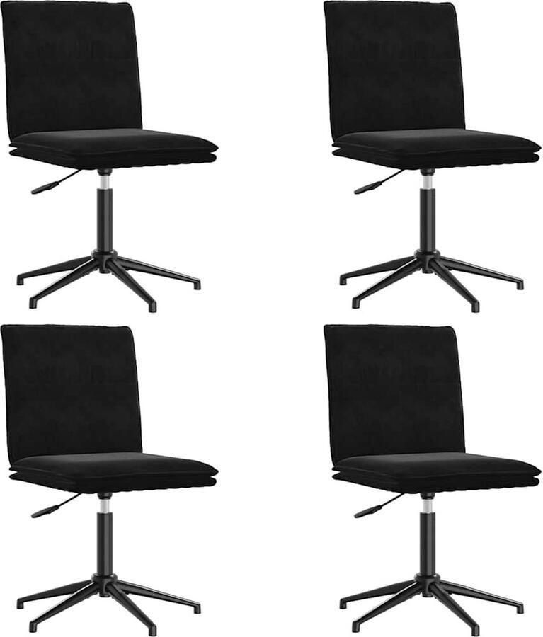 VidaXL Eetkamerstoelen 4 st zwart fluweel Eettafelstoel Eetkamerstoel Velours Stoel Zwarte Stoel Moderne Stoel