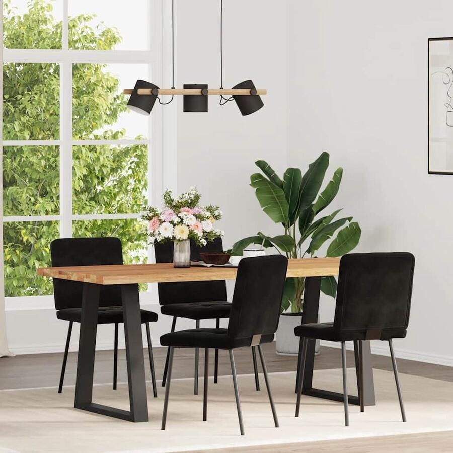 VidaXL Eetkamerstoelen 4 st zwart fluweel Eettafelstoel Eetkamerstoel Velours Stoel Zwarte Stoel Comfortabele Stoel - Foto 2