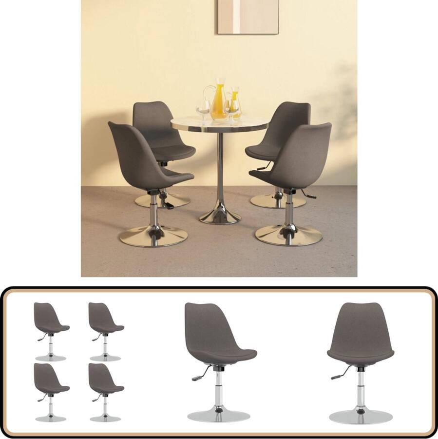 VidaXL Eetkamerstoelen 4 stuks Draaibaar Donkergrijs Eetkamerstoel Donker Grijs Velours Designstoel Moderne Stoel - Foto 2