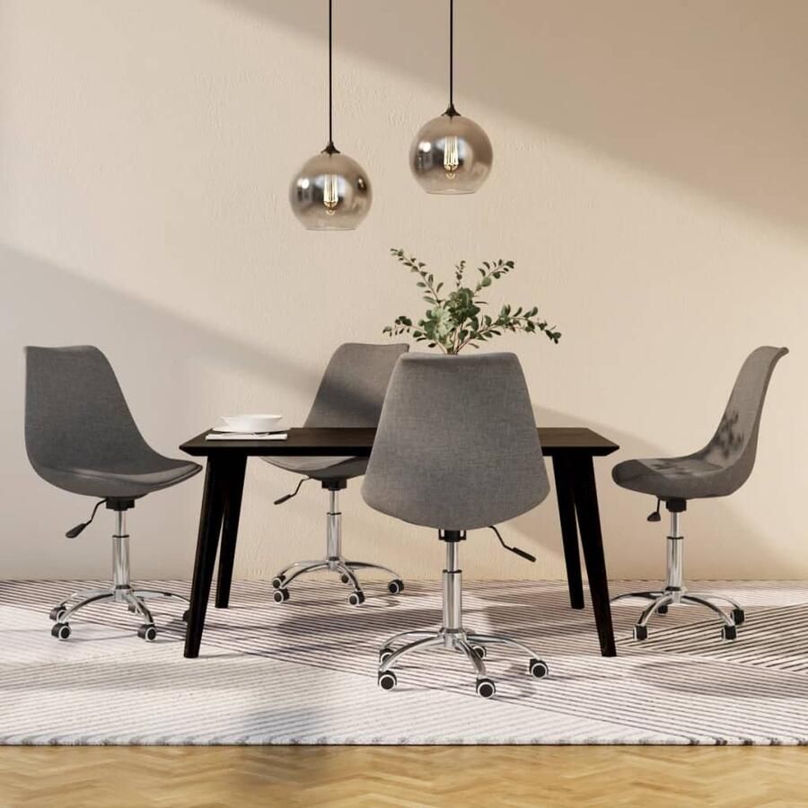 VidaXL Eetkamerstoelen 4 stuks Draaibaar Lichtgrijs Eetkamerstoel Draaibare Stoel Lounge Stoel Design Stoel Grijze Stoel Stoffen Stoel - Foto 2