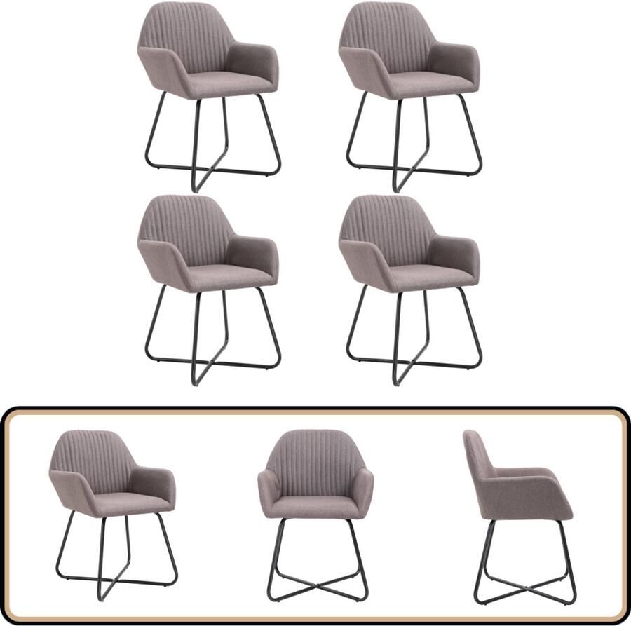 VidaXL Eetkamerstoelen 4 stuks Draaibaar Taupe Eetkamerstoelen Stof Stoelen Taupe Meubels Lounge Stoelen Eetkamersets