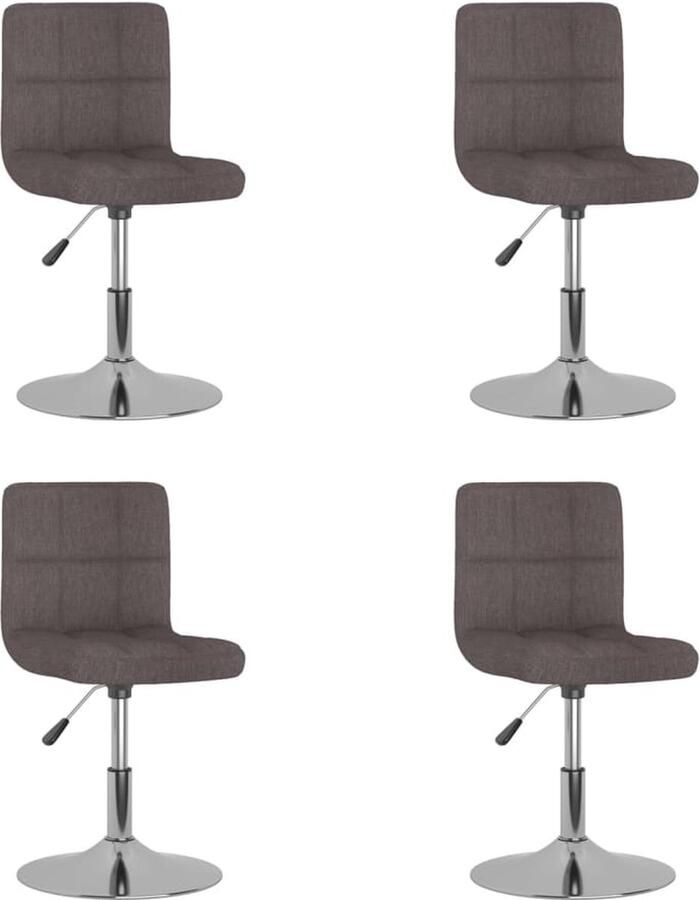 VidaXL Eetkamerstoelen 4 stuks Draaibaar Taupe Eettafelstoel Eetkamerstoel Draaiende Stoel Taupe Stoel Design Stoel Stof Stoel Metalen Onderstel Ergonomische Stoel Hoge Stoel Lounge Stoel - Foto 2
