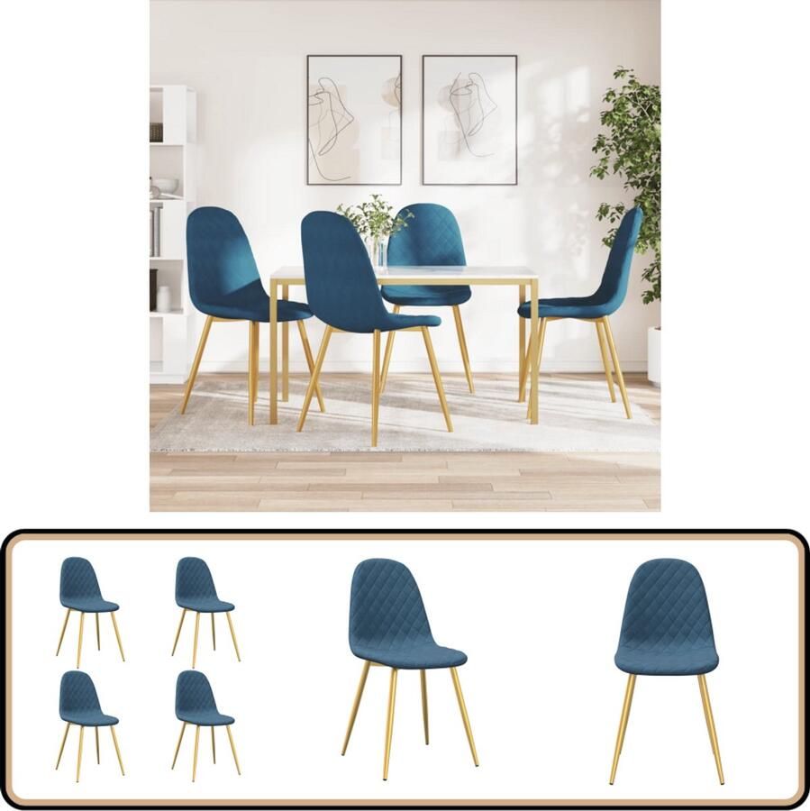 VidaXL -Eetkamerstoelen-4-st-fluweel-blauw
