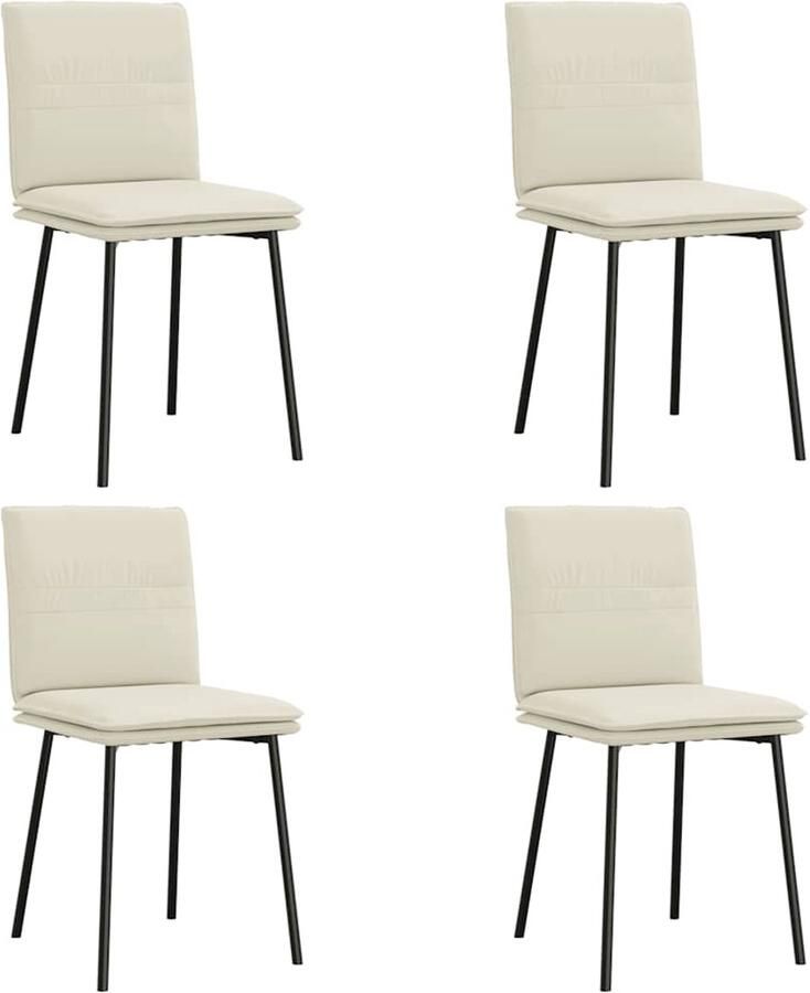 VidaXL Eetkamerstoelen 4 stuks Fluweel Crème Eettafelstoel Eetkamerstoel Velours Stoel Comfortabele Stoel Moderne Stoel