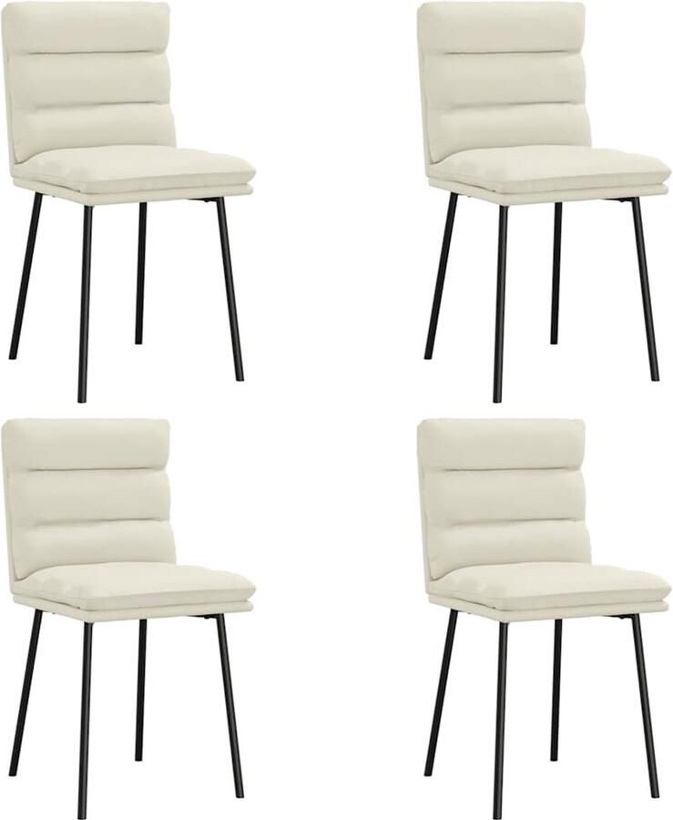 VidaXL Eetkamerstoelen 4 stuks Fluweel Crème Eettafelstoel Eetkamerstoel Velours Stoel Creme Fauteuil Salontafelstoel