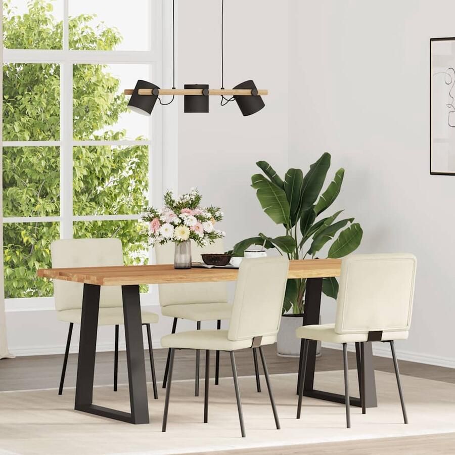 VidaXL Eetkamerstoelen 4 stuks fluweel crèmekleurig