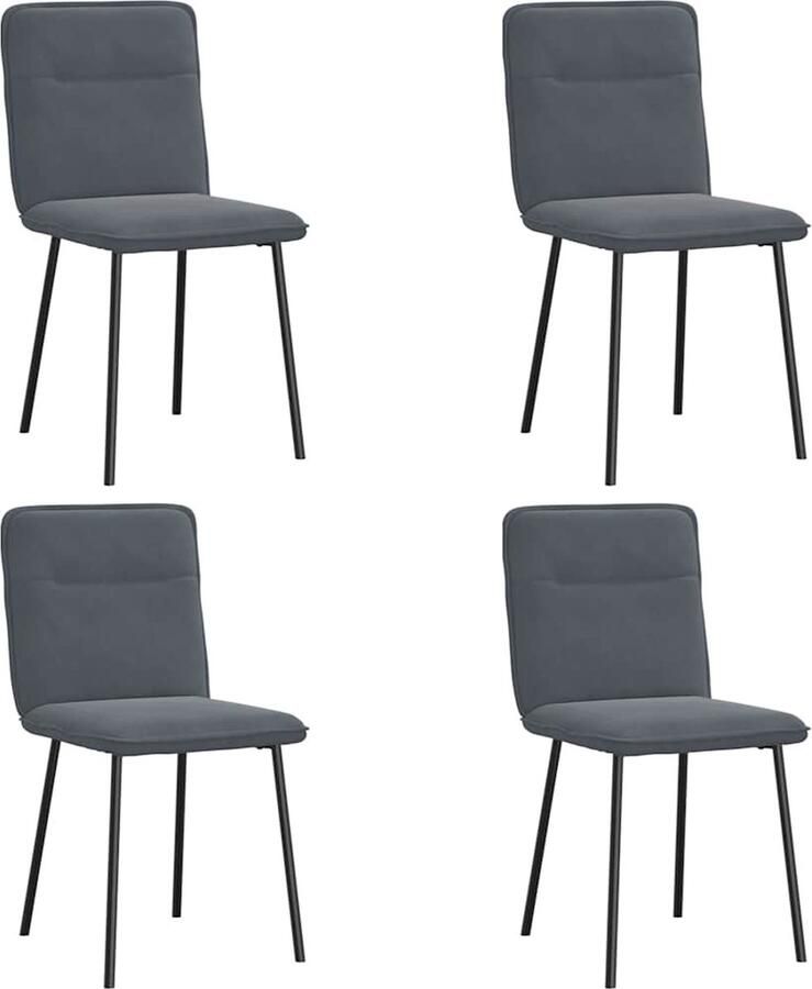 VidaXL Eetkamerstoelen 4 stuks Fluweel Donkergrijs Eettafelstoel Eetkamerstoel Velours Stoel Donkere Stoel Moderne Stoel - Foto 2