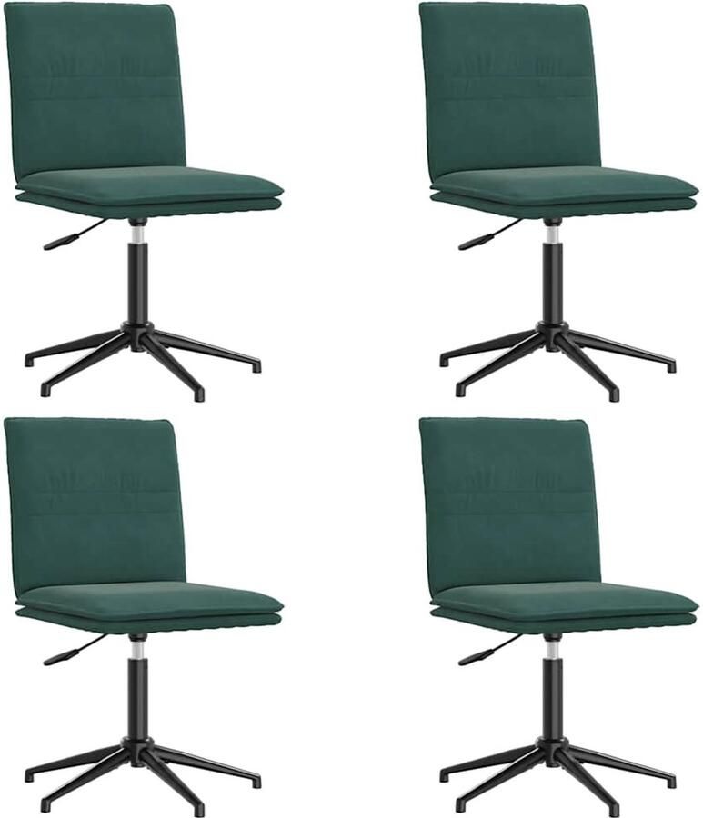 VidaXL Eetkamerstoelen 4 stuks Fluweel Donkergroen Eettafelstoel Eetkamerstoel Velours Stoel Donkere Stoel Luxe Stoel - Foto 2