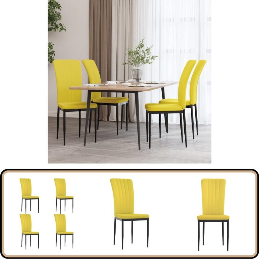 VidaXL Eetkamerstoelen 4 stuks Fluweel Mosterdgeel Eetkamerstoel Fluweel Mustard Geel Comfort Luxe - Foto 2