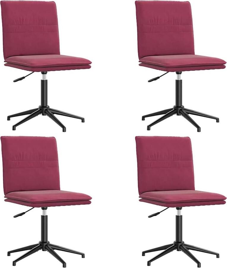 VidaXL Eetkamerstoelen 4 stuks Fluweel Wijnrood Eettafelstoel Eetkamerstoel Velours Stoel Rode Stoel Luxe Stoel