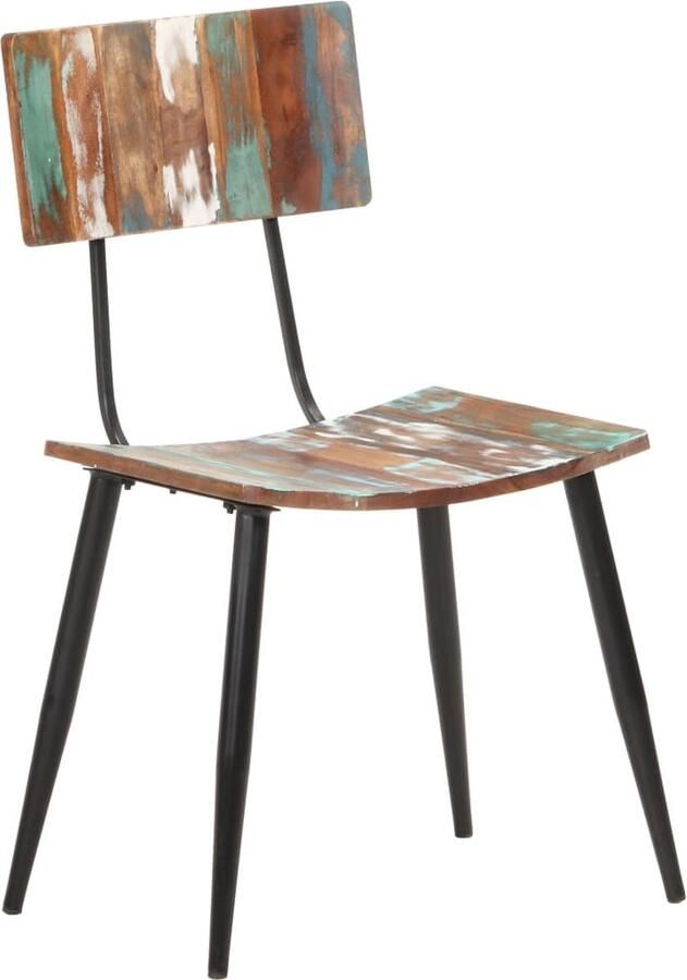 VidaXL Eetkamerstoelen 4 stuks Gerecycled hout Eetkamerstoelen Vintage Meubels Hergebruikt Hout Multicoloured Furniture Industriële Stoelen Set Van Vier Stoelen