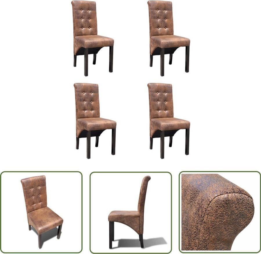 VidaXL Eetkamerstoelen 4 stuks Kunstleer Bruin Eettafelstoel Eetkamerstoel Salontafel Bruine Fauteuil Bruine Bank