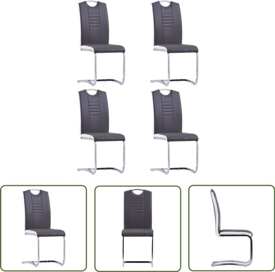 VidaXL Eetkamerstoelen 4 stuks Kunstleer Grijs Eetkamerstoelen Kunstleder Meubels Moderne Eetkamerstoelen Grijs Eetkamerstoelen Zwevende Stoelen Comfortabele Stoelen