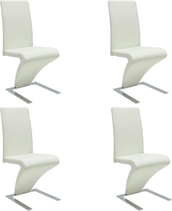 VidaXL Eetkamerstoelen 4 stuks Kunstleer Wit Eetkamerstoelen Kunstleder Witte Stoelen Modern Interieur Comfortabele Stoel Ergonomische Stoel Dining Chairs White Chair Living Room Furniture - Foto 3
