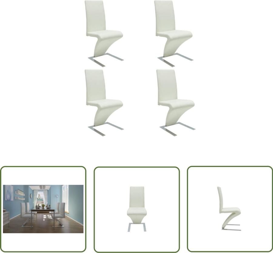 VidaXL Eetkamerstoelen 4 stuks Kunstleer Wit Eetkamerstoelen Kunstleder Witte Stoelen Modern Interieur Comfortabele Stoel Ergonomische Stoel Dining Chairs White Chair Living Room Furniture