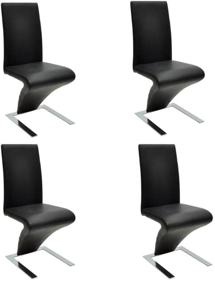 VidaXL Eetkamerstoelen 4 stuks Kunstleer Zwart Eetkamerstoel Kunstleder Zwart Modern Minimalistisch