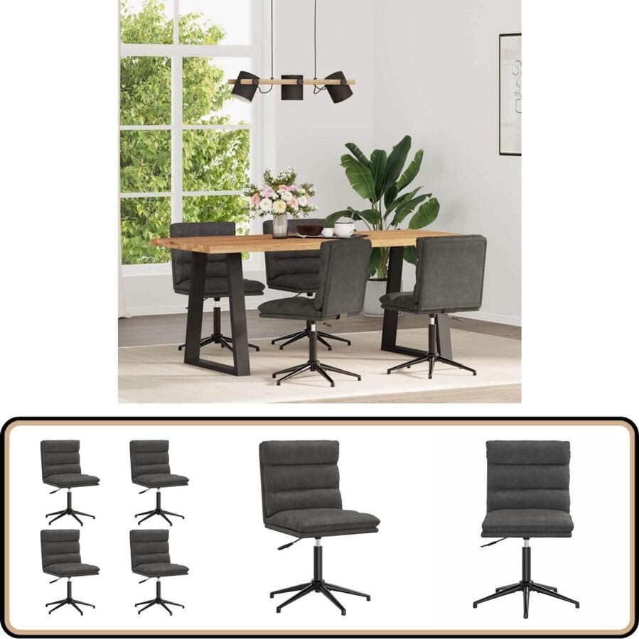 VidaXL Eetkamerstoelen 4 stuks Kunstleer Zwart Eettafelstoel Eetkamerstoel Kunstleder Stoel Moderne Stoel Zwarte Stoel