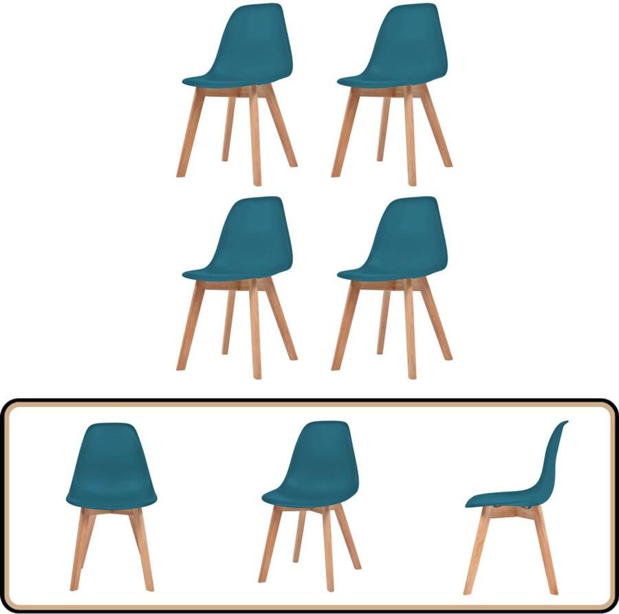 VidaXL Eetkamerstoelen 4 Stuks Kunststof Turquoise Eettafelstoel Eetkamerstoel Turkoois Meubilair Kunststof Stoel Comfortabele Stoel Modern Design Stijlvolle Stoel Set Van Vier Stoelen Makkelijk Montage