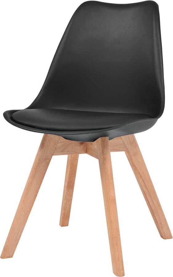 VidaXL Eetkamerstoelen 4 stuks Kunststof Zwart Eetkamerstoel Zwarte Eetkamerstoel Kunststof Eetkamerstoel Beukenhoutet Kamerstoel Rubberwood Eetkamerstoel