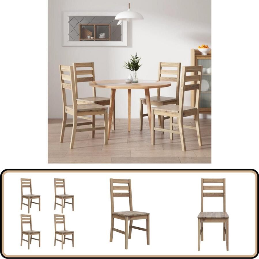VidaXL Eetkamerstoelen 4 stuks Massief Acaciahout Eetkamerstoelen Acacia Hout Bruine Meubels Design Stoelen Comfortabele Stoelen