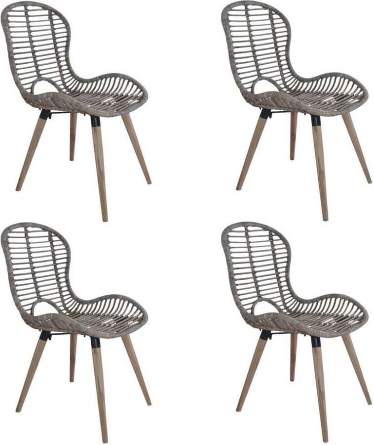 VidaXL Eetkamerstoelen 4 stuks Natuurlijk rattan Bruin Eettafel Stoelen Rattan Stoelen Vintage Meubels Eetkamer Set Bruine Stoelen Design Stoelen Retro Stoelen Lounge Stoelen Buiten Stoelen Terras Stoelen - Foto 2