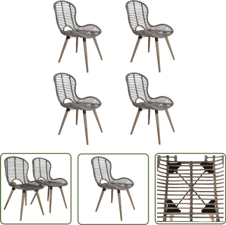 VidaXL Eetkamerstoelen 4 stuks Natuurlijk rattan Bruin Eettafel Stoelen Rattan Stoelen Vintage Meubels Eetkamer Set Bruine Stoelen Design Stoelen Retro Stoelen Lounge Stoelen Buiten Stoelen Terras Stoelen