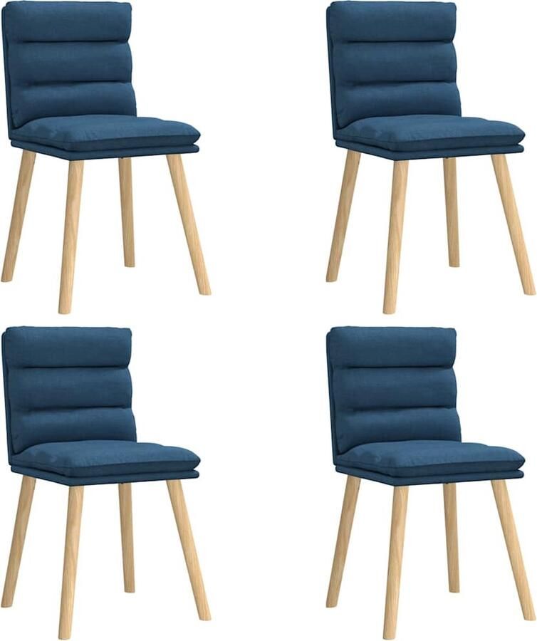 VidaXL Eetkamerstoelen 4 stuks Stof Blauw Eettafelstoel Eetkamerstoel Blauwe Stoel Moderne Stoel Comfortabele Stoel