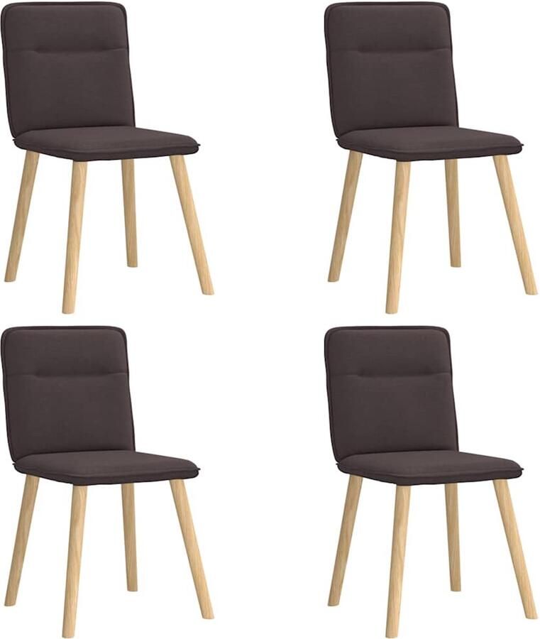 VidaXL Eetkamerstoelen 4 stuks Stof Donkerbruin Eettafelstoel Eetkamerstoel Donkere Stoel Luxe Stoel Comfortabele Stoel