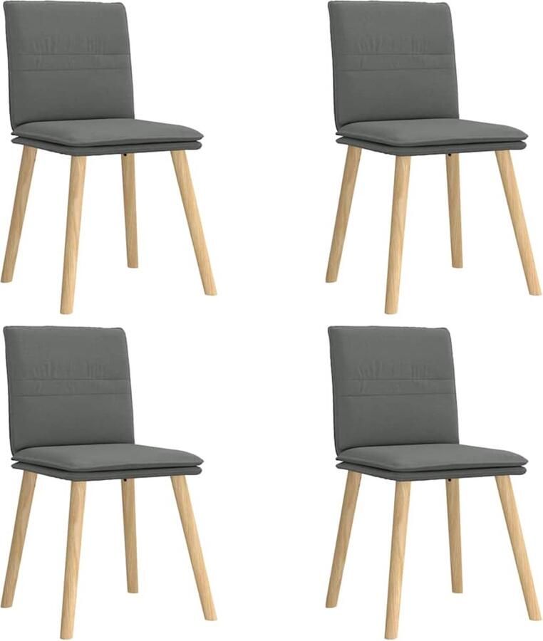 VidaXL Eetkamerstoelen 4 stuks Stof Donkergrijs Eettafelstoel Eetkamerstoel Donkere Stoel Comfortabele Stoel Modern Meubilair - Foto 2