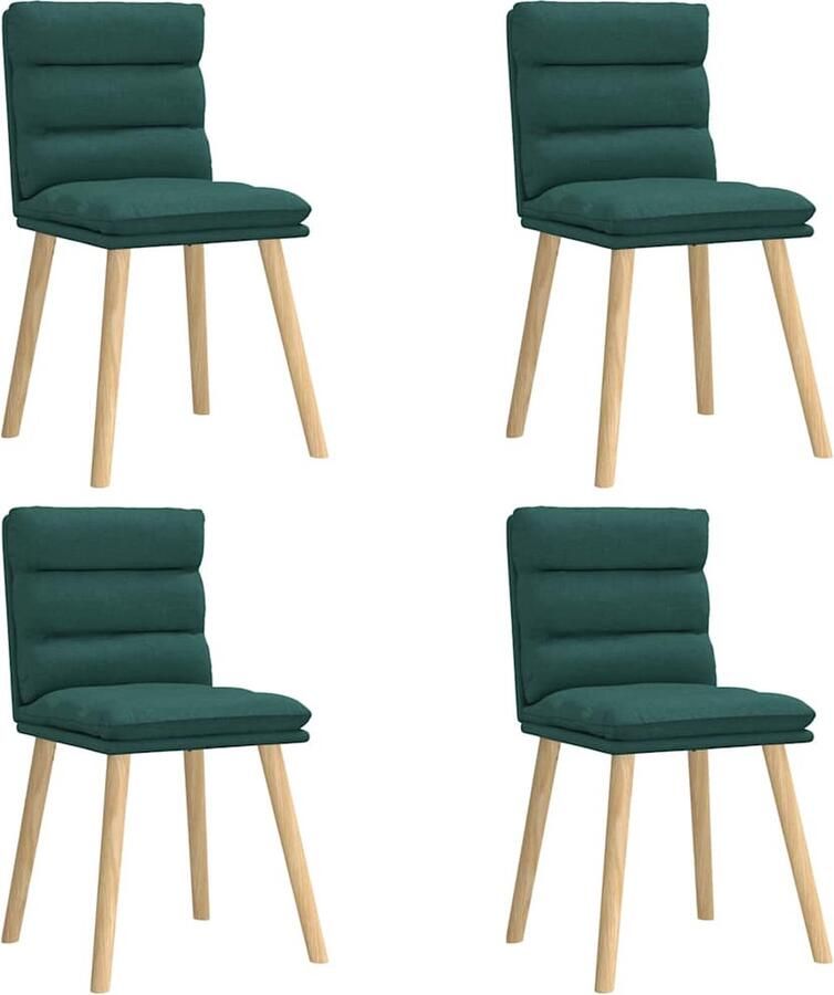 VidaXL Eetkamerstoelen 4 stuks Stof Donkergroen Eettafelstoel Eetkamerstoel Donkere Stoel Moderne Stoel Comfortabele Stoel