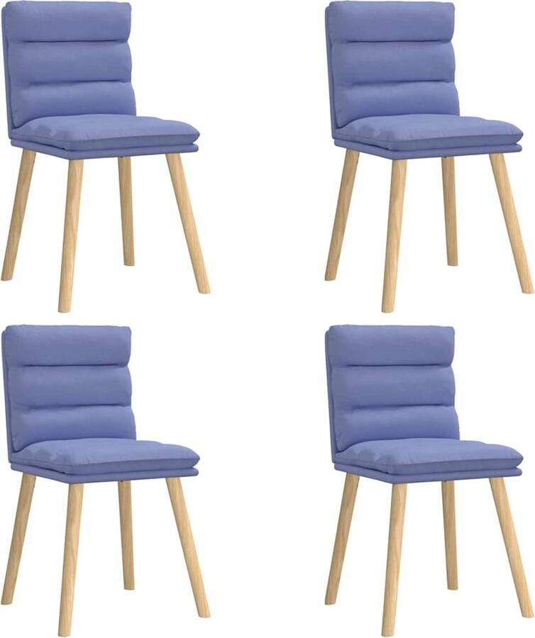 VidaXL Eetkamerstoelen 4 stuks Stof Jeansblauw