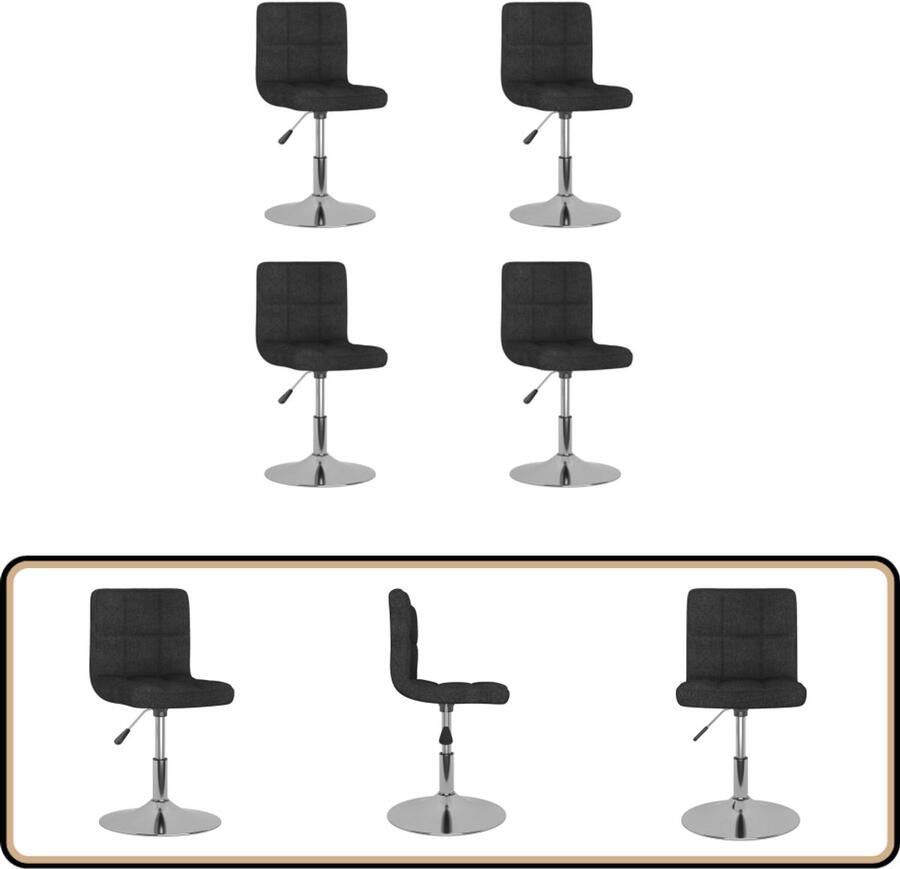 VidaXL Eetkamerstoelen 4 stuks Zwart Draaibaar Draaistoelen Eetkamerstoelen Zwarte Stoelen Design Meubels Comfortabele Stoelen