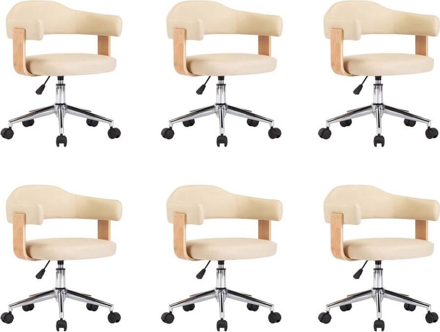 VidaXL Eetkamerstoelen 6 st draaibaar 6 st kunstleer crèmekleurig Eetkamerstoel Eetkamerstoelen Keukenstoelen Keukenstoel