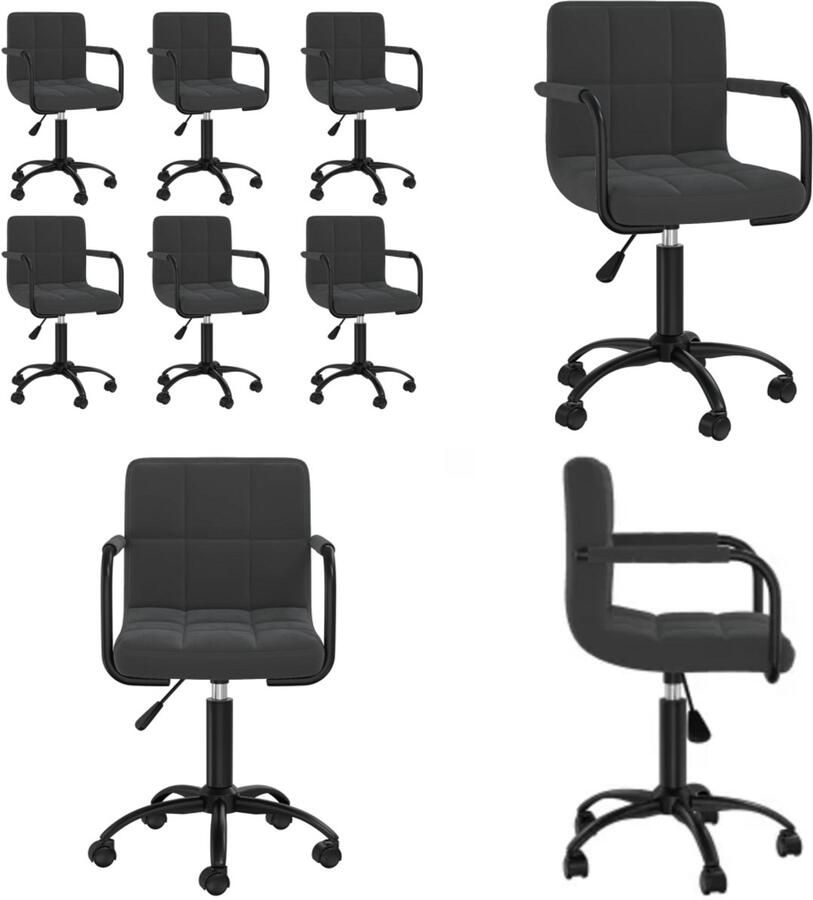 VidaXL Eetkamerstoelen 6 st draaibaar fluweel zwart Eetkamerstoel Eetkamerstoelen Keukenstoelen Keukenstoel