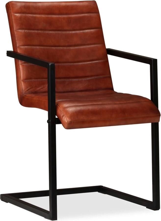 VidaXL Eetkamerstoelen 6 st echt leer bruin Retro Meubels Eetkamerstoelen Lederen Stoelen Vintage Stoelen Design Stoelen Bruine Stoelen Salontafel Eetkamerset Lounge Stoelen Moderne Stoelen Italiaanse Stoelen