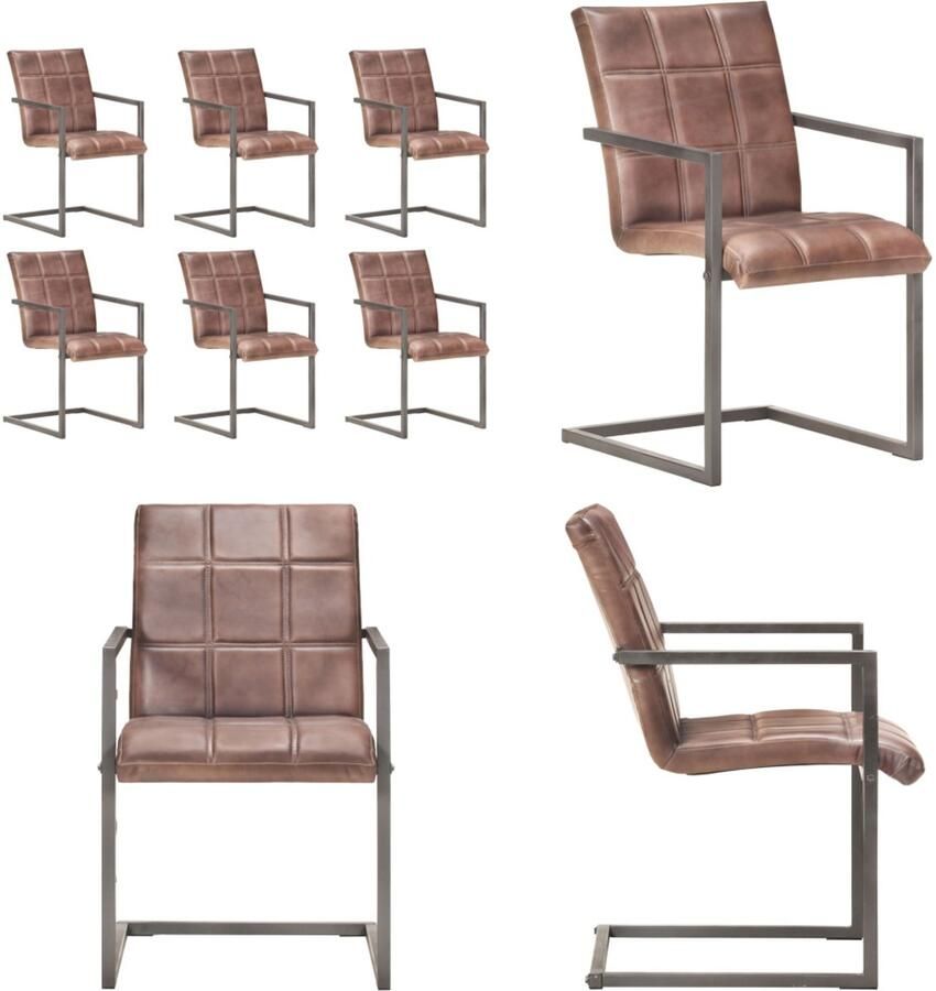 VidaXL Eetkamerstoelen 6 st echt leer verweerd bruin Eetkamerstoel Eetkamerstoelen Bijzetstoel Bijzetstoelen