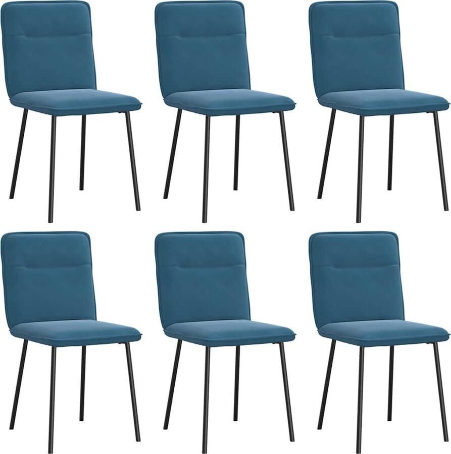 VidaXL Eetkamerstoelen 6 st blauw fluweel Eettafelstoel Eetkamerstoel Velours Stoel Moderne Stoel Blauwe Stoel - Foto 2