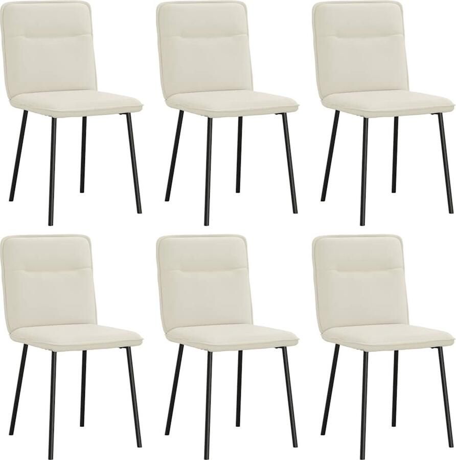 VidaXL Eetkamerstoelen 6 st fluweel crÃ¨mekleurig
