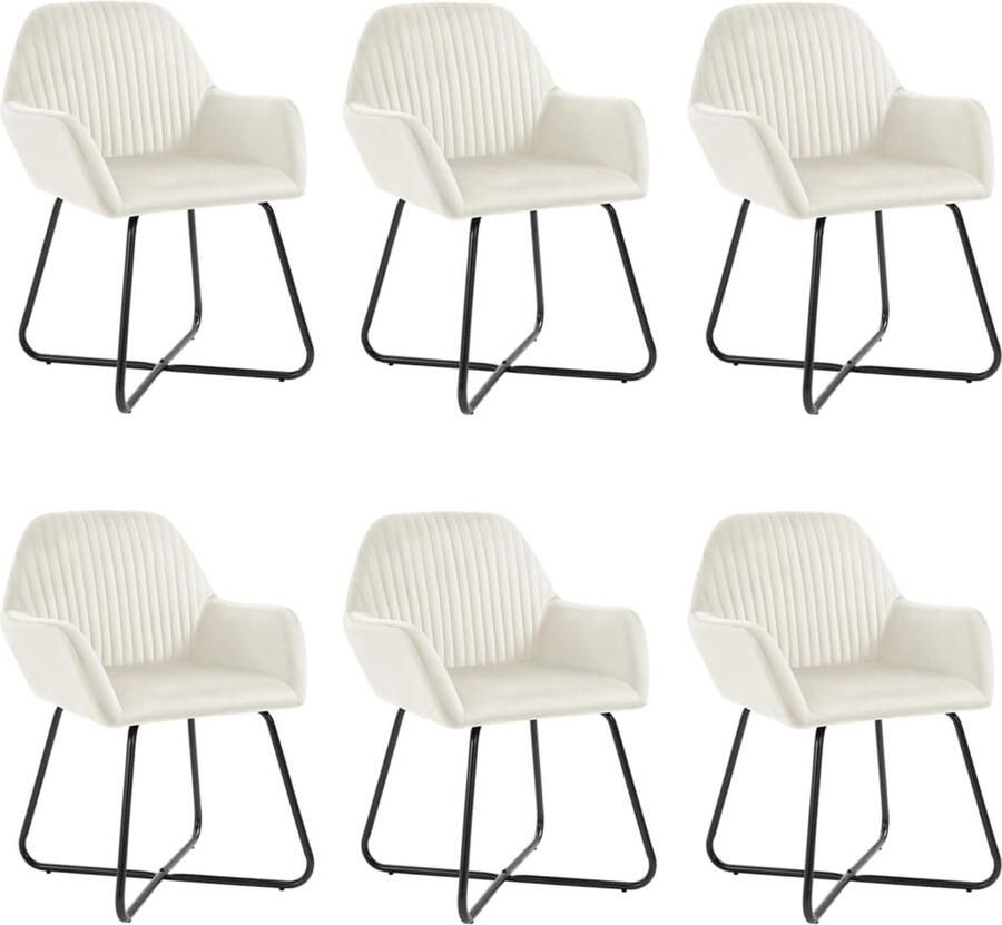 VidaXL Eetkamerstoelen 6 st fluweel crÃ¨mekleurig - Foto 3