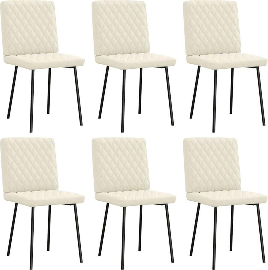 VidaXL Eetkamerstoelen 6 st fluweel crÃ¨mekleurig