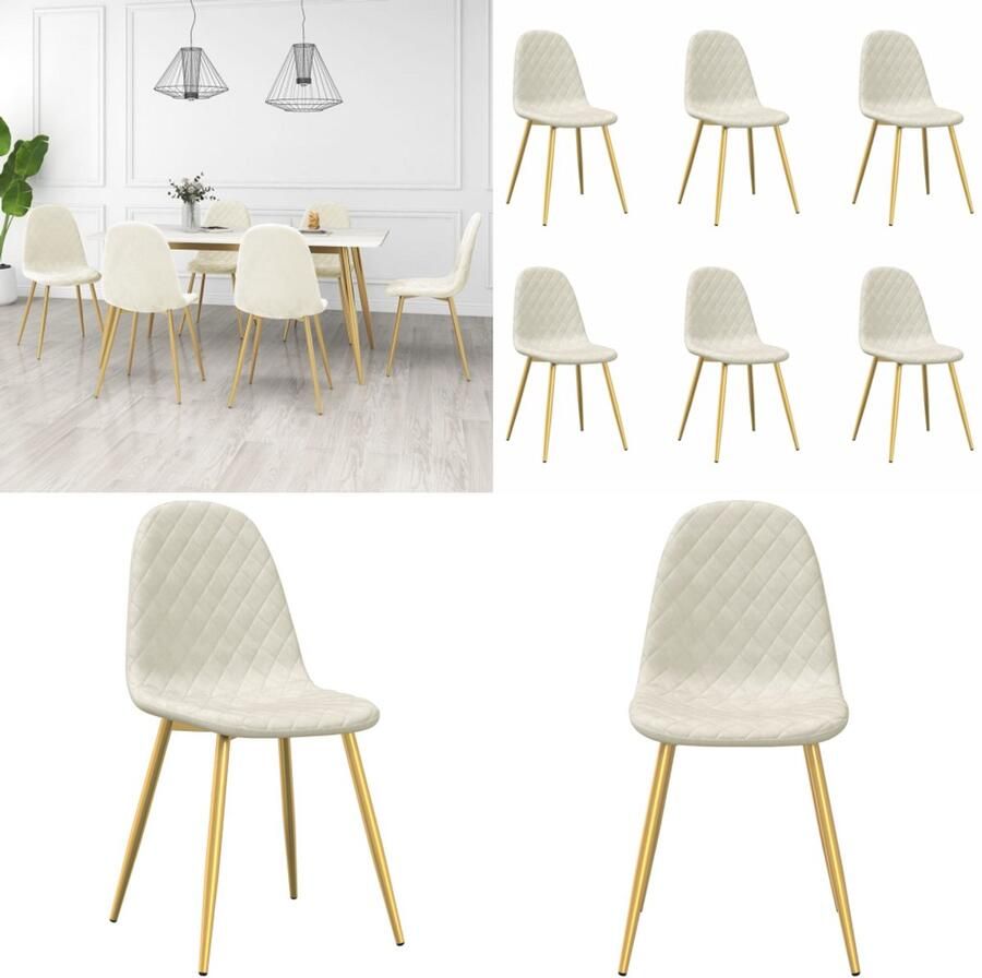 VidaXL Eetkamerstoelen 6 st fluweel crèmewit Eetkamerstoel Eetkamerstoelen Stoel Stoelen