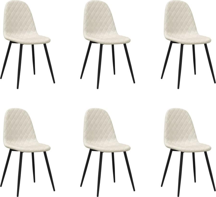 VidaXL Eetkamerstoelen 6 st fluweel crÃ¨mewit - Foto 2